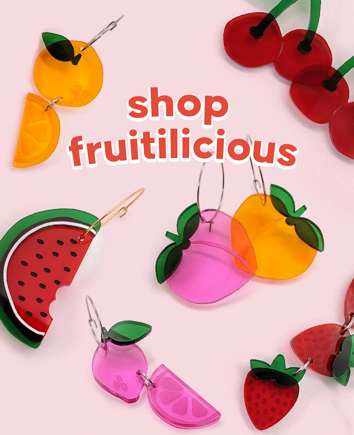 A collection of colourful fruity earrings