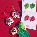 Mini Monstera Studs - Green