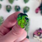 Mini Monstera Studs - Green