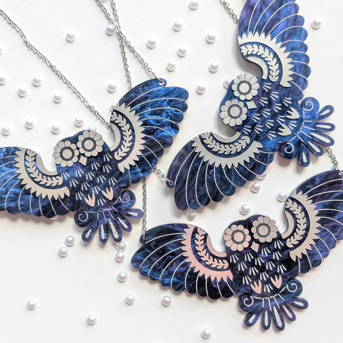 Athena's Owl in Midnight Necklace