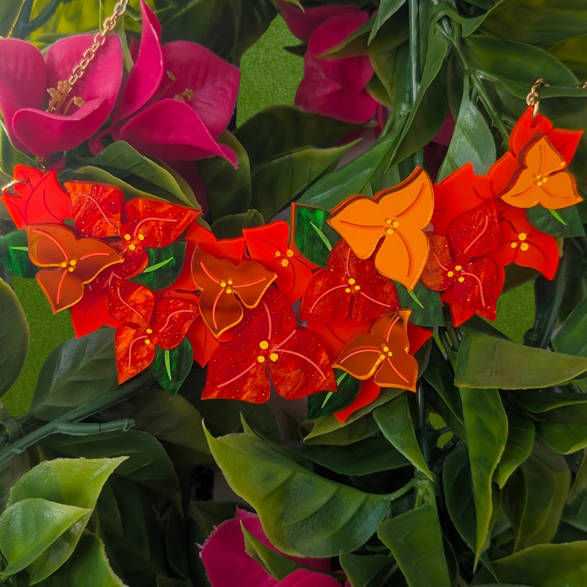 Vivid Orange Bougainvillea Necklace