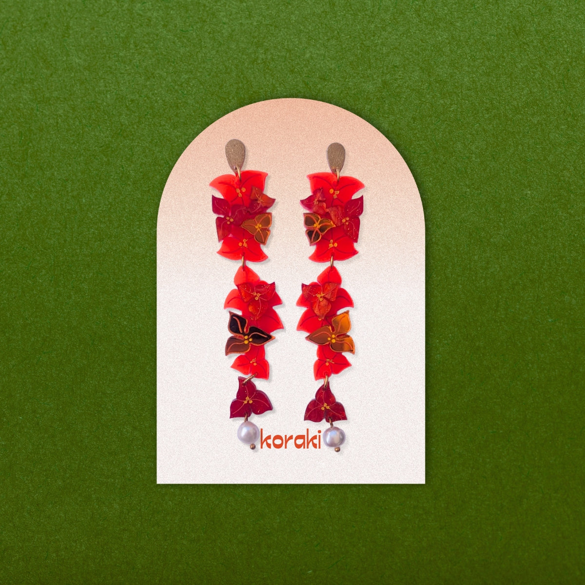 Bright orange bougainvillea earrings