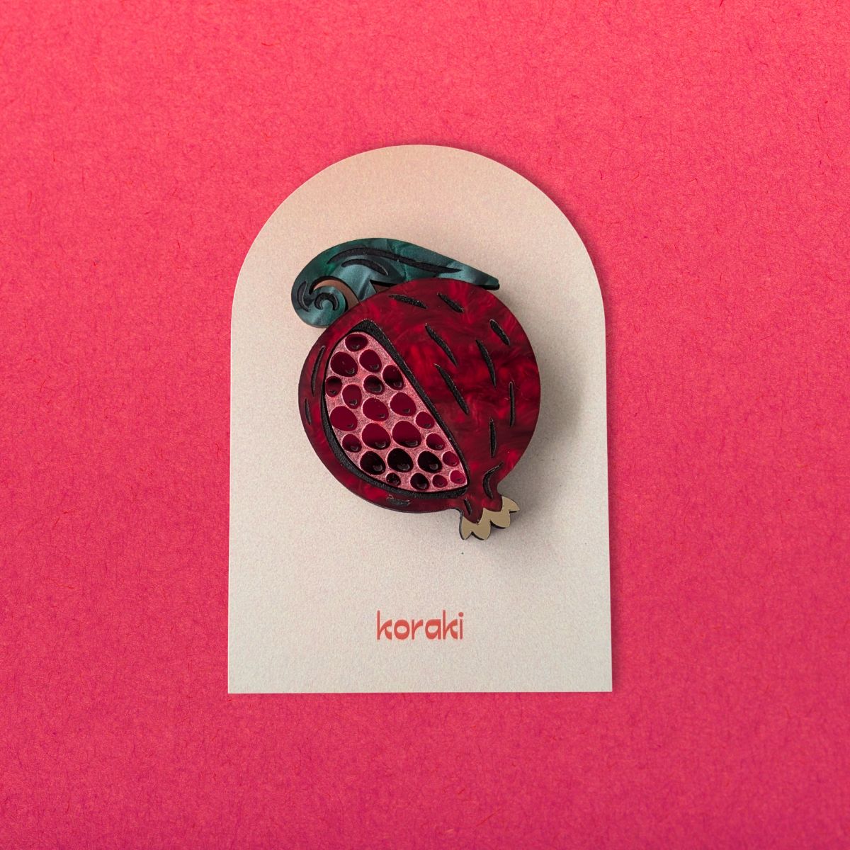 Crimson Crown Pomegranate Brooch