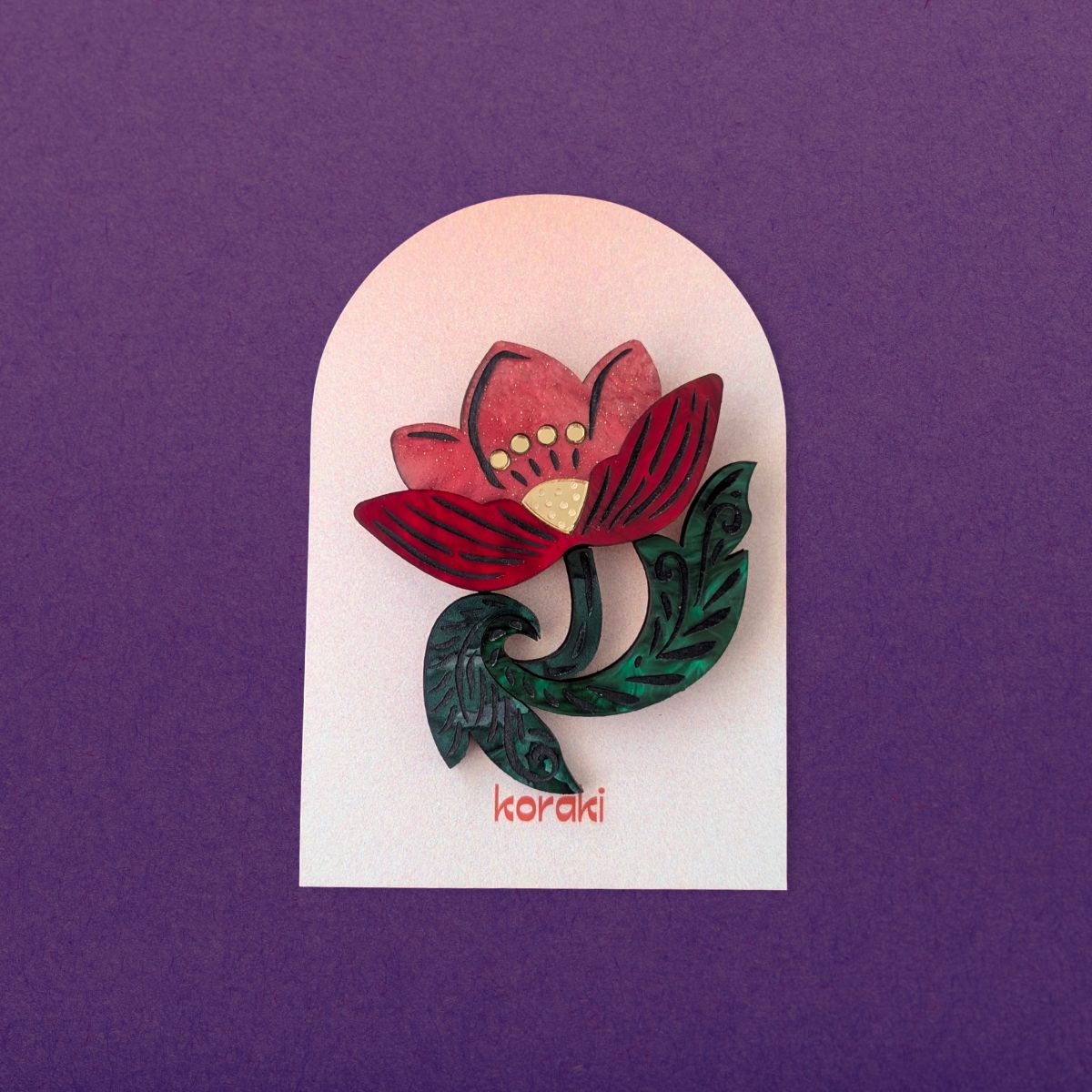 Hellebore Scarlet Brooch