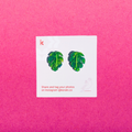 Mini Monstera Studs - Green