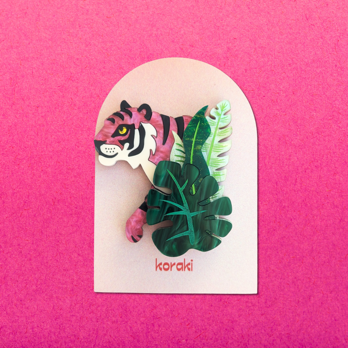 Pink Tiger Brooch