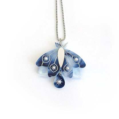 Ethereal Moth Pendant - Marble Blue