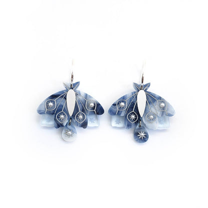 Ethereal Moth hoops - Marble Blue