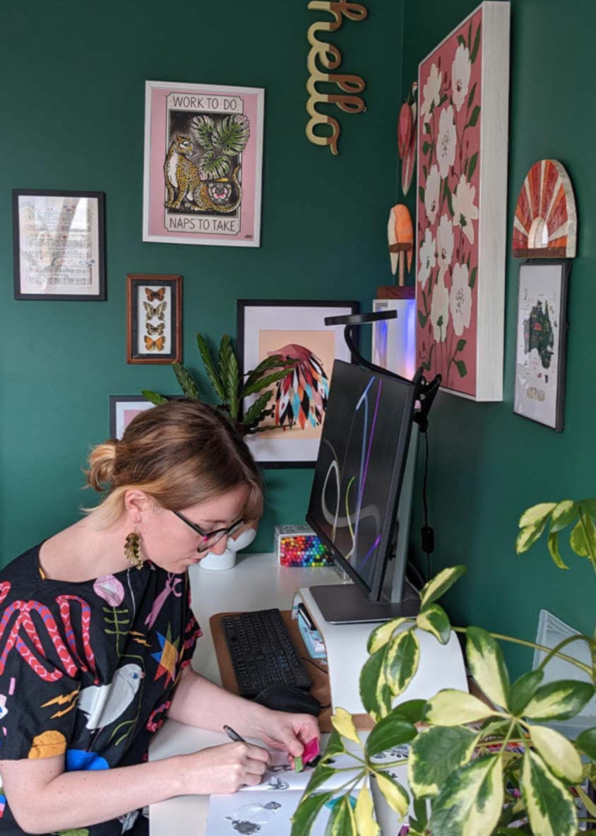 koraki in their home studio workspace