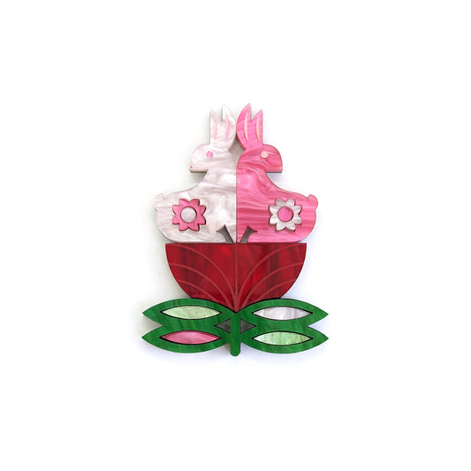 Buns and roses brooch