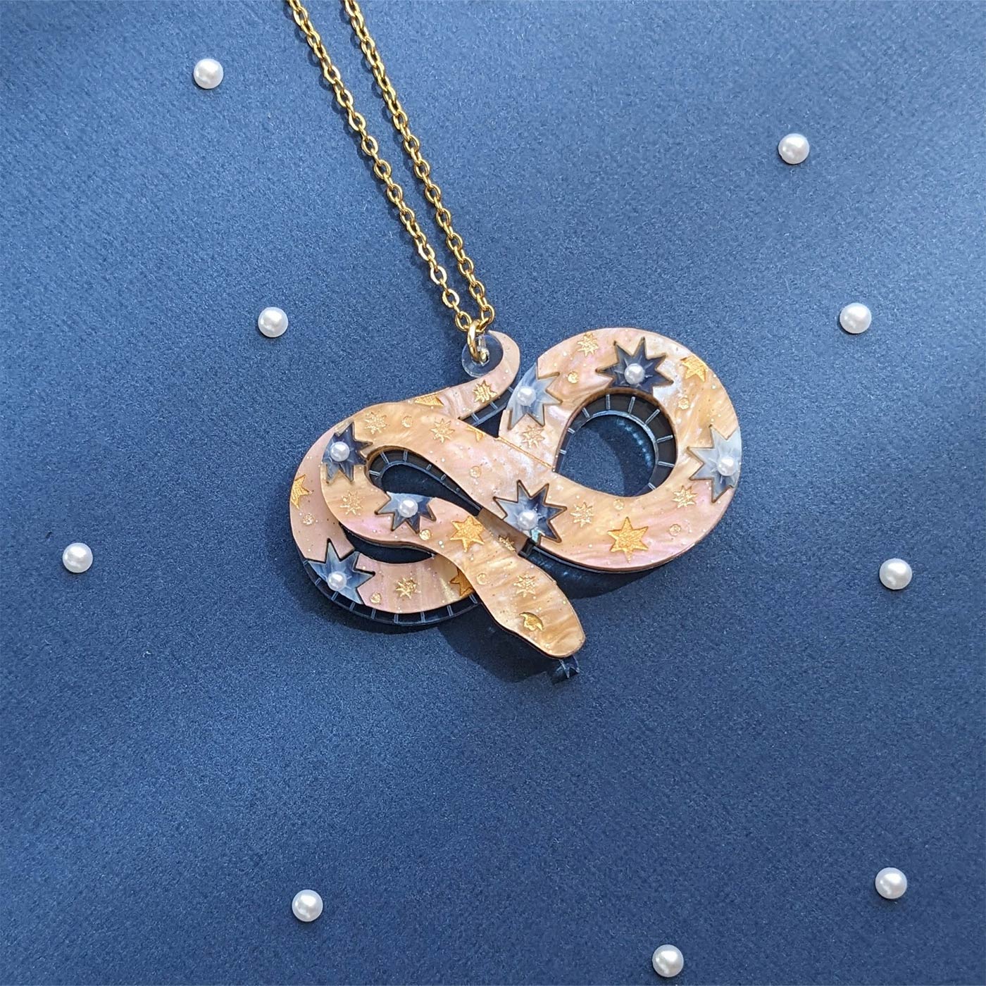 Celestial Snake Pendant - Stars