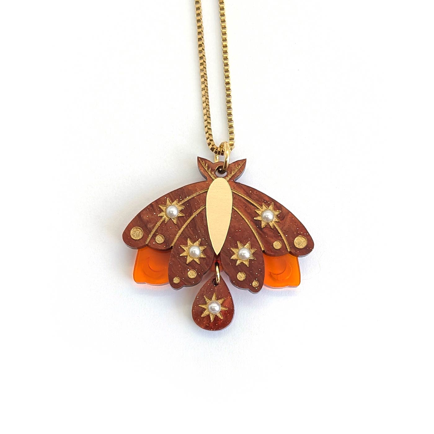 Ethereal Moth Pendant - Galaxy Brown