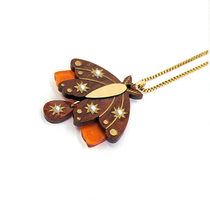 Ethereal Moth Pendant - Galaxy Brown