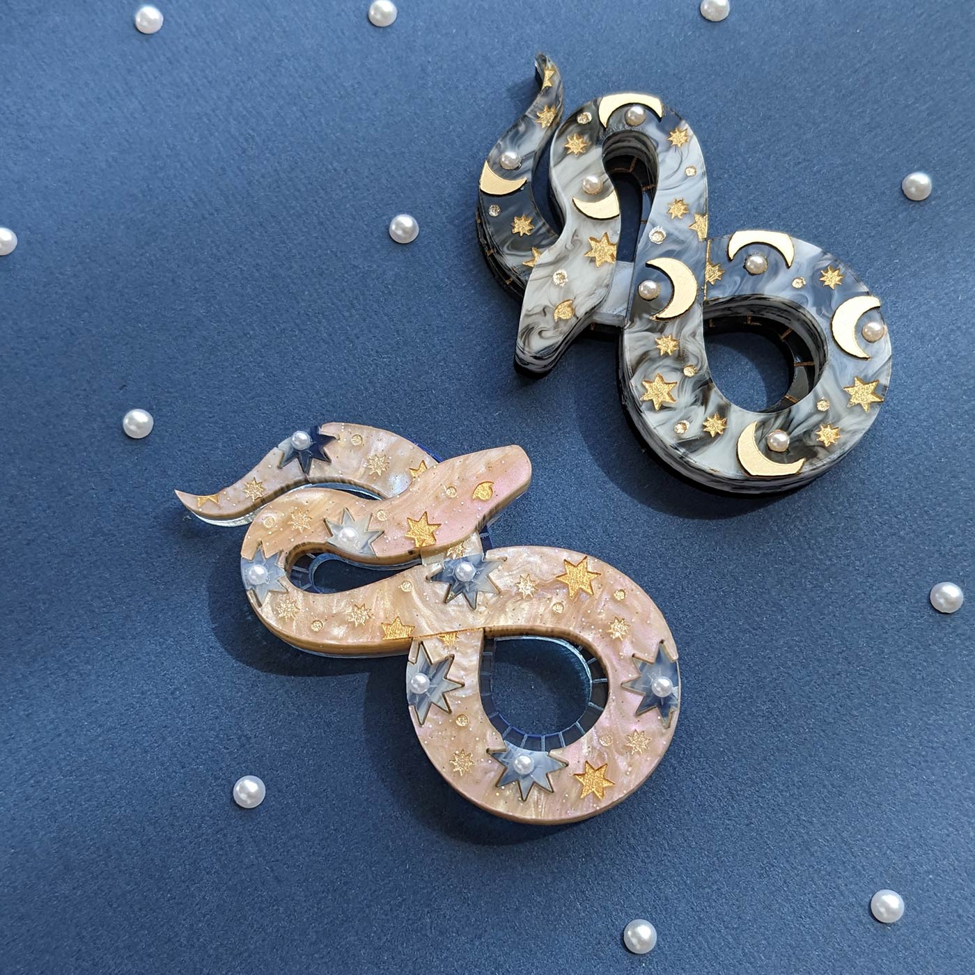 Celestial Snake Brooch - Stars