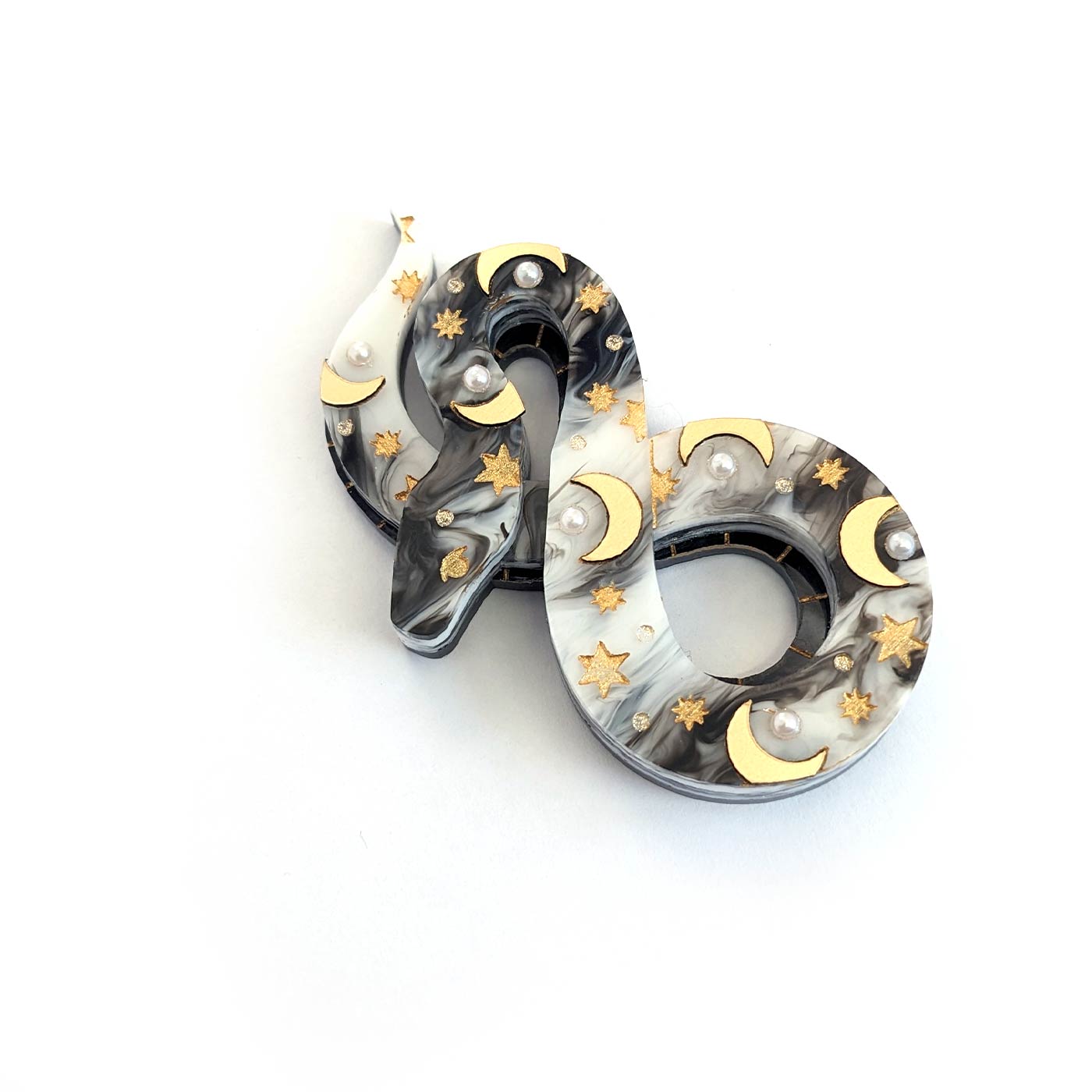 Celestial Snake Brooch - Moon