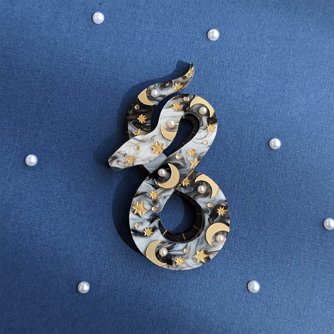 Celestial Snake Brooch - Moon