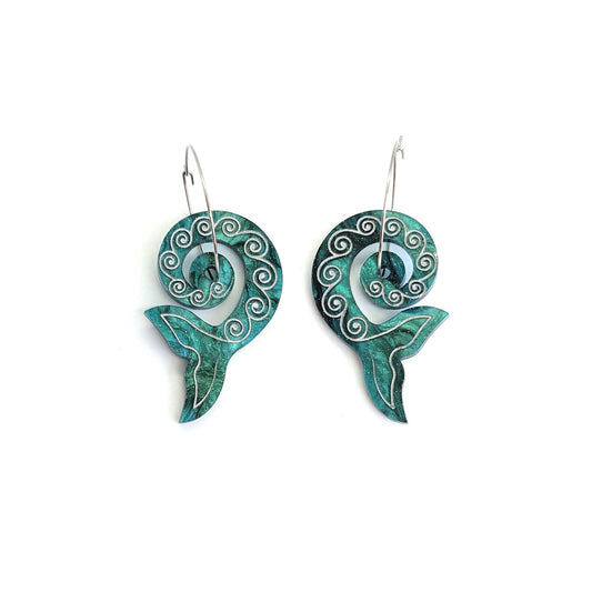 Spiral fin hoops - Teal