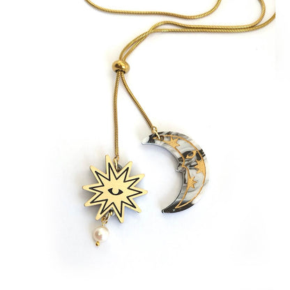 Stargazer & Moon Lariat Necklace - Reversible