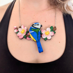 Blue Tit & Apple Blossom Necklace