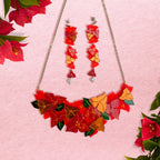 orange bougainvillea necklace and earrings