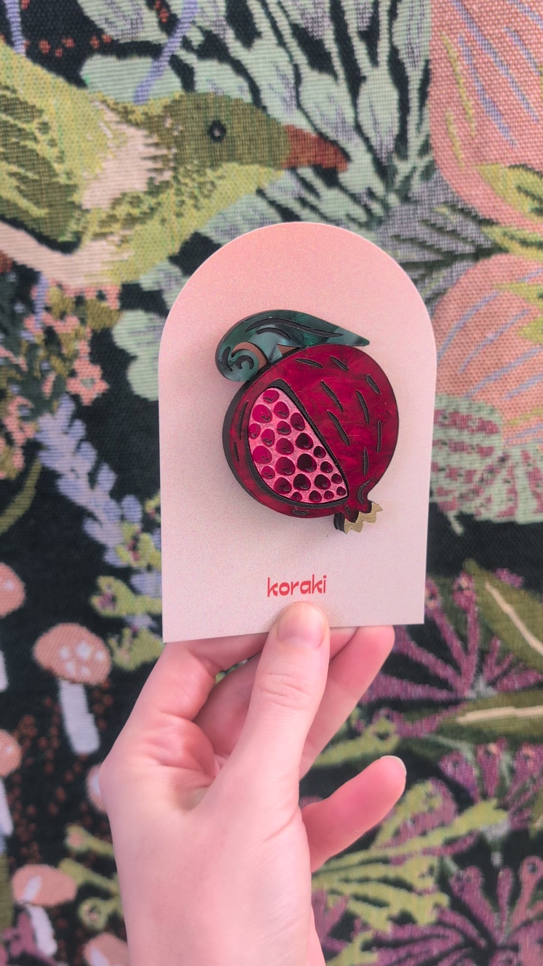 Crimson Crown Pomegranate Brooch