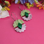 Colour block pink/green scallop hoops