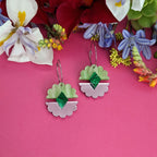 Colour block pink/green scallop hoops